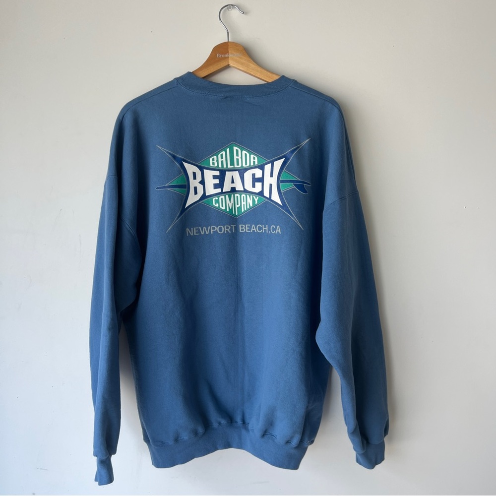 Retro Balboa Beach Hanes Heavy Crewneck Mens